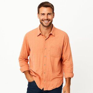 Tommy Bahama Orange Button Shirt L Tencel Blend Relaxed Fit Resortcore Casual